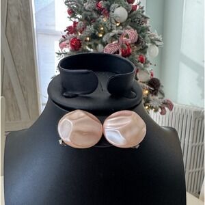 Vintage Blush Pink Lucite Clip On Earrings Mid Century Retro Statement‎ Mod